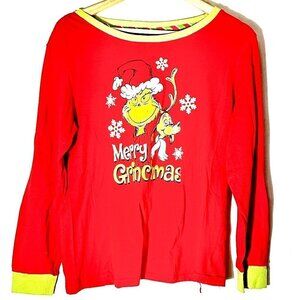 Grinch Size Large Pajama Top Red Christmas Gift EUC PJs Xmas